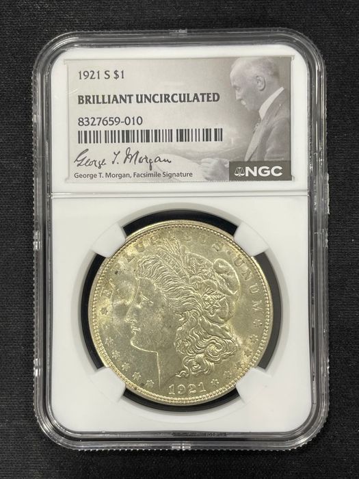 Срібний долар Моргана 1921 рік. "S" BRILLIANT UNCIRCULATED. СРІБЛО.
