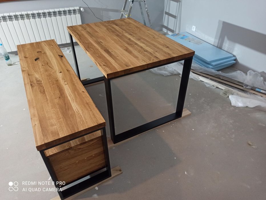 Stół dębowy, lity dąb, loft. Dowolne nogi, pająk