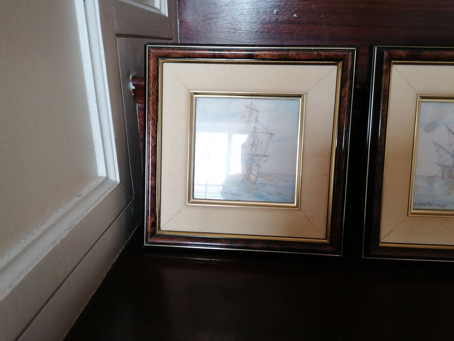 Quadros de Caravelas 23,5x23,5 como novos