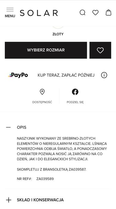 Naszyjnik i bransoletka Solar NOWE