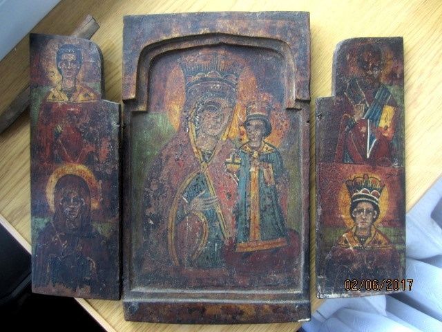 Ико́на-триптих ‘‘Матерь божья’’ Греция 28 x 36 cm 18 век