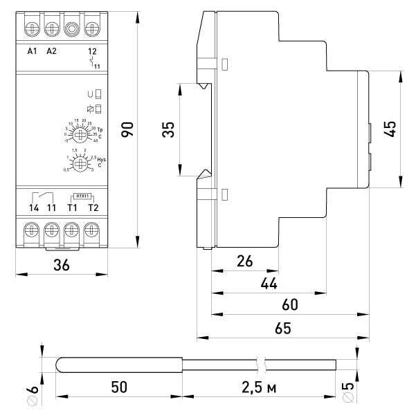 Przekaźnik kontroli temperatury e.control.h01 16A AC/DC