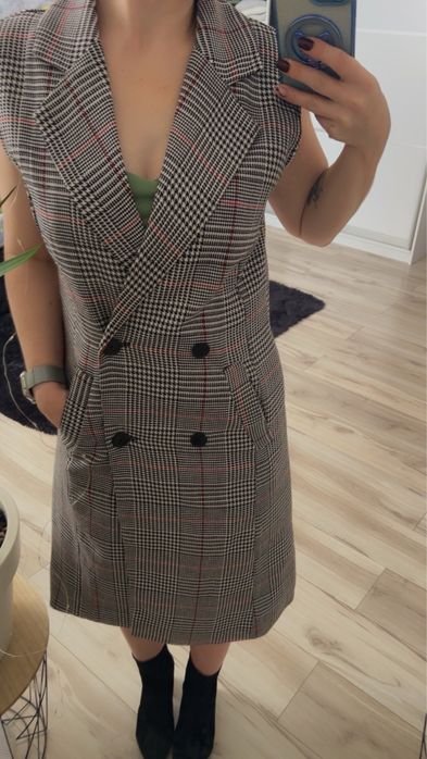 Жіночий костюм Сукня в клітинку Плаття Жилетка.