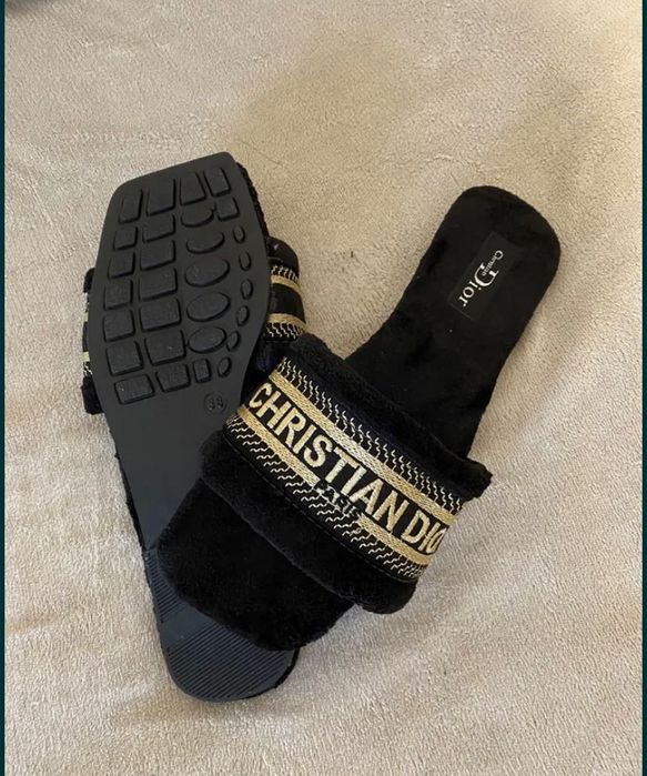 Klapki Christian DIOR czarne, różowe