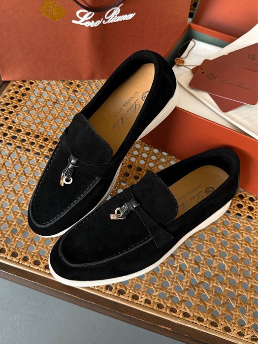 Loro Piana новые лоферы оригинал черные замша лето осень