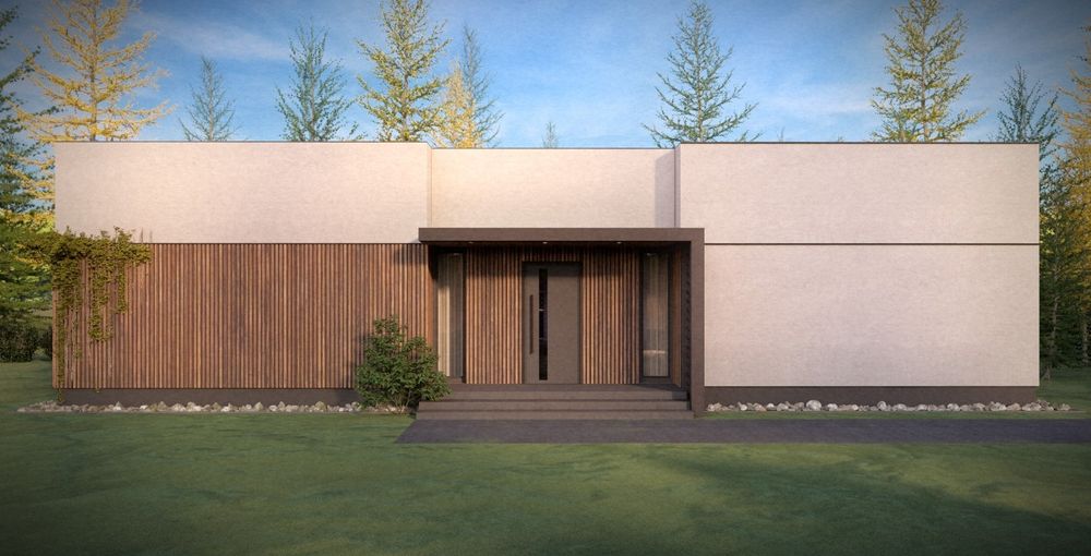 Parterowy dom z DACHEM PŁASKIM w stanie  deweloperskim