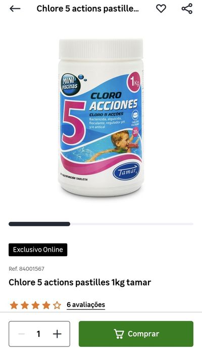 Pastilhas Cloro 5 Ações / Multifunções 20g para Piscina/Spa (Embalagem Praticamente Nova)