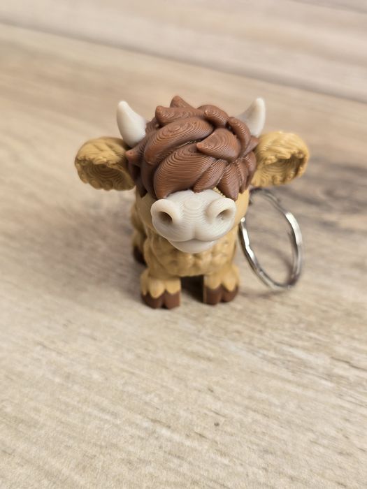 Breloczek z Uroczą Krową Highland 3D - Brelok Druk3d fidget Keychain