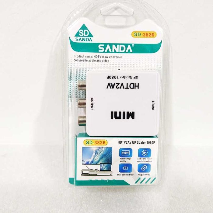 Conversor HDMI para RCA-AV 1080p Sanda SC-3826 Novos em caixa