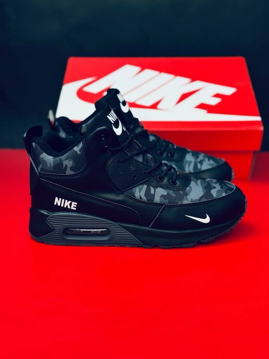 Nike air max 90 Зимние кожаные кроссовки размеры 35-46/ сезон зима / кожанные кроссовки найк Распродажа Скидки до зимы Найк Аир Зимові кросівки Найк