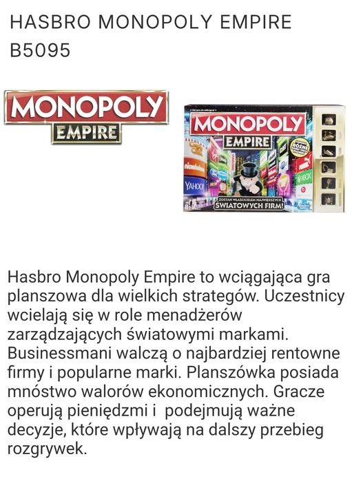 Gra Monopoly Empire, po angielsku, Hasbro, oryginał