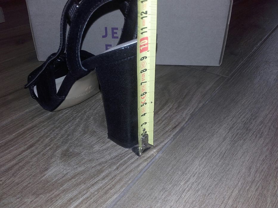 Buty sandaly CCC 37 czarne obcas sylwester wesele lato