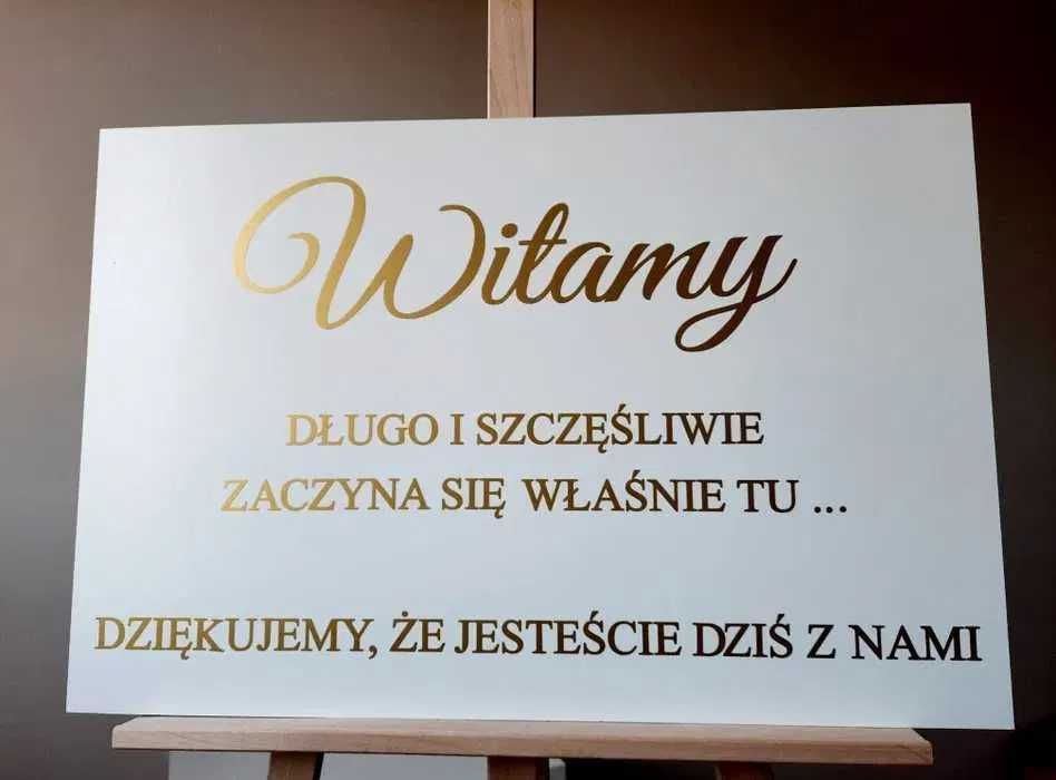 Witamy tablica powitalna tablica ślubna wesele złoty napis wesele ślub