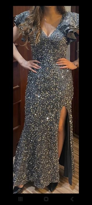 Suknia maxi cekiny Ryba studniówka wesele sylwester