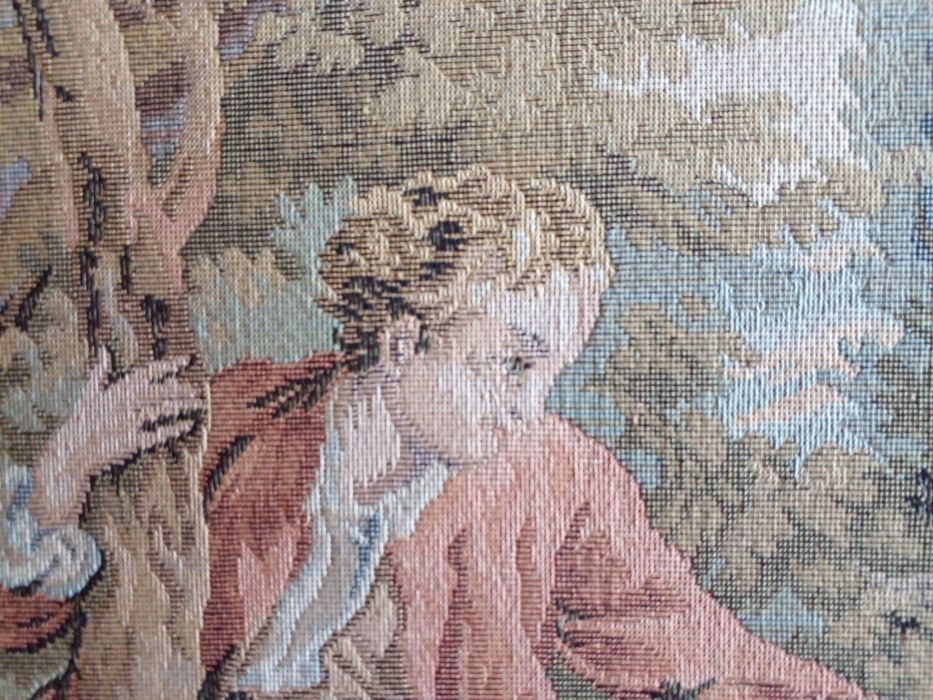 Quadro antigo em tapeçaria GOBLIN(0,55cm×0,57cm)