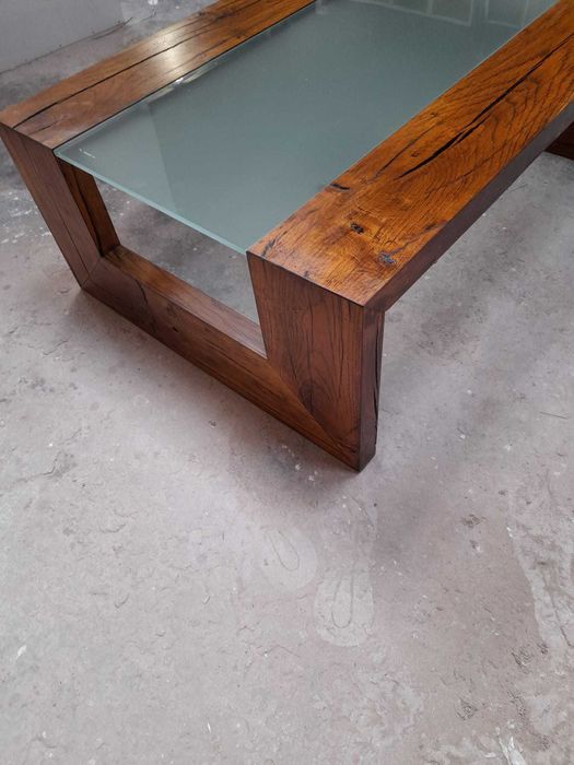 Mesa de centro com vidro em Carvalho - NOVA