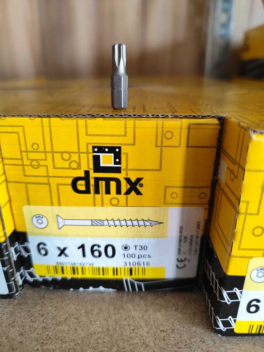 wkręty do drewna 6x160 stożkowe 100szt + Torx T30
