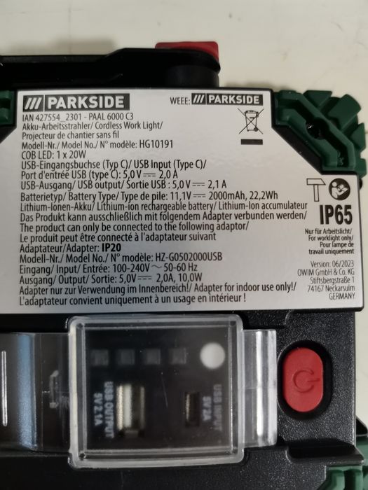 Бездротовий будівельний ліхтарик Parkside