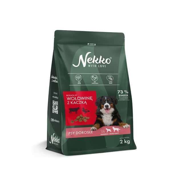 NEKKO Grain Free dla psów dorosłych średnich i dużych ras Wołowina/Kaczka