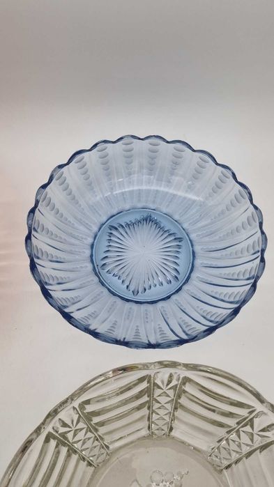 4x misa szkło prasowane Ząbkowice Hortensja Design PRL Art Deco