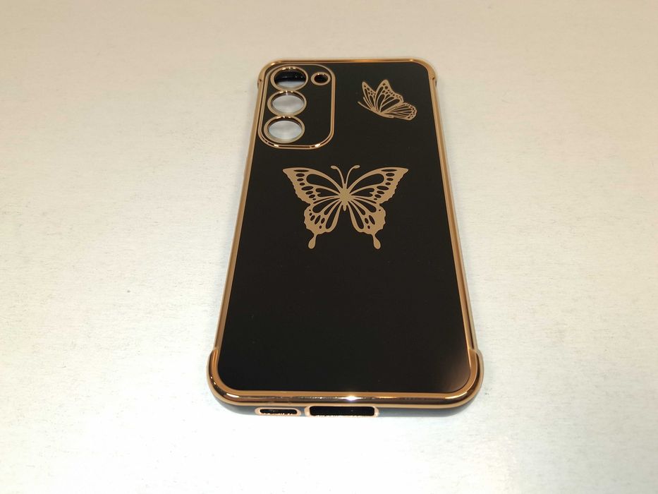 Z068 Etui Obudowa Do Samsung Galaxy S23 Plus Motyl Złote KrawędzieTPU