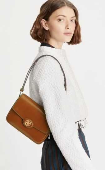 Жіноча сумка Tory Burch ROBINSON SPAZZOLATO коричнева.(Оригінал)