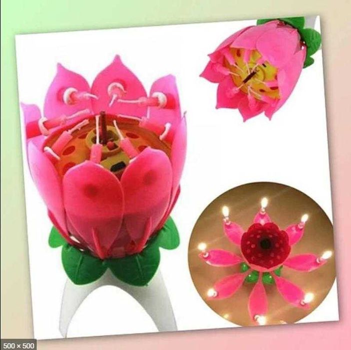 Свеча лотос Bonita цветок музыкальный  фейерверк розовый