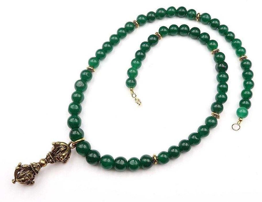 Colar Esmeralda budista - Dorje/Vajra - Fecho em ouro 14K Gold
