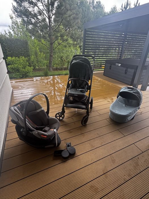 Cały komplet wózek cybex balios sky blue - nosidelko plus baza do samochodu, spacerówka, gondola
