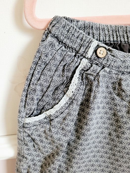 Spodnie 98 boho haremki Alladynki w kwiaty piwonie scandi + gratis