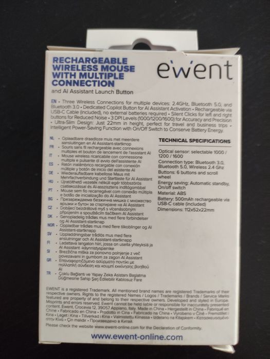 Rato Ótico Ewent EW3207 Advanced Copilot Wireless - NOVO