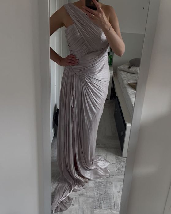 Suknia 38 ślubna koktajlowa Tuya dress beż kamień