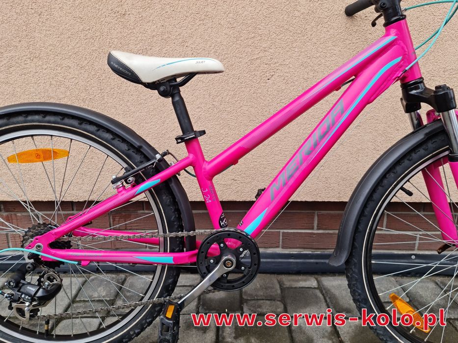 Rower dziecięcy dziewczęcy MERIDA koła 24 SHIMANO aluminium rabat