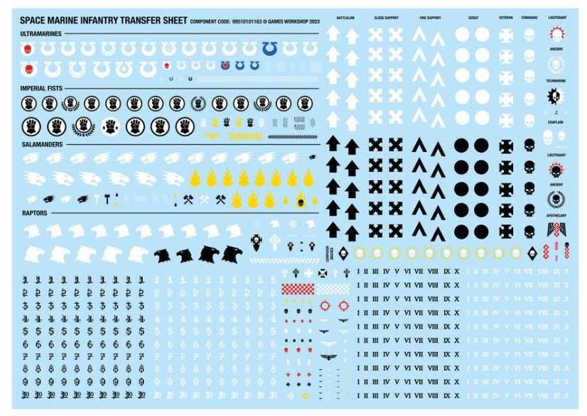 Warhammer 40000 Space Marines, Chaos, Orks Transfer Sheet Decals