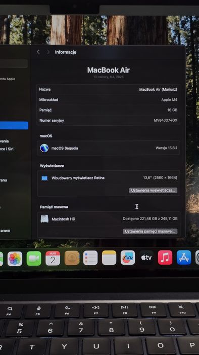 Macbook air M4 16gb 13.6cala