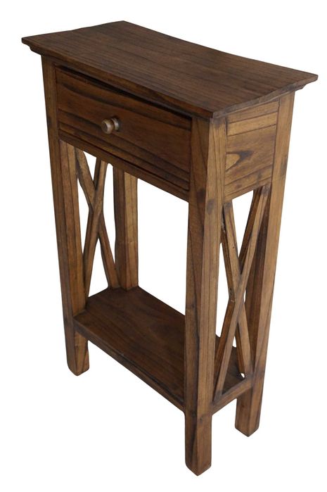 Drewniana konsolka z szufladką 80 cm vintage