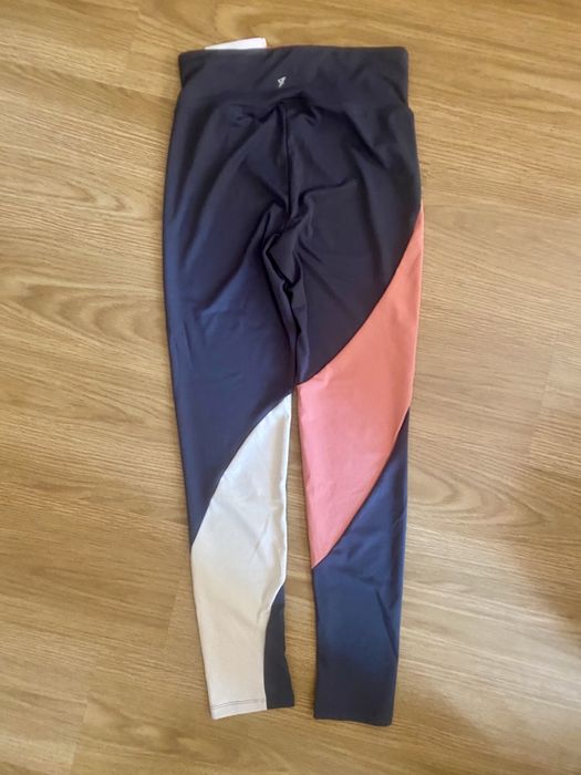 Calças fitness cinzento e rosa