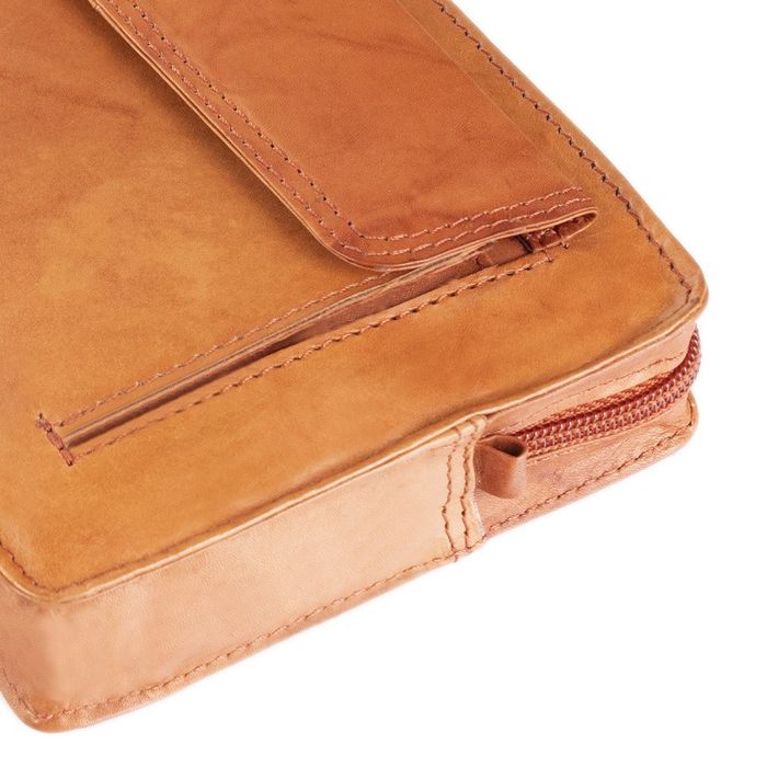 skórzana saszetka męska z paskiem na nadgarstek