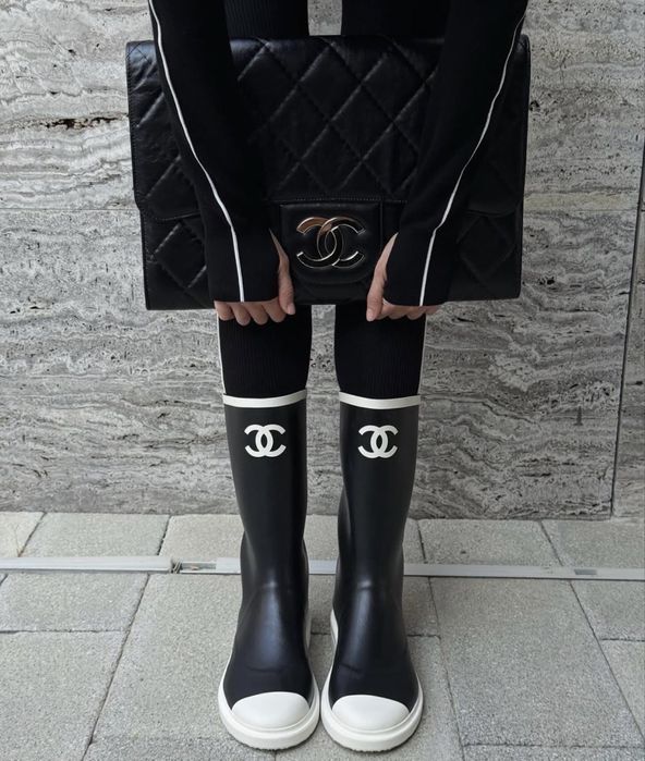 Сапоги резиновые розовые Chanel Шанель 38,39