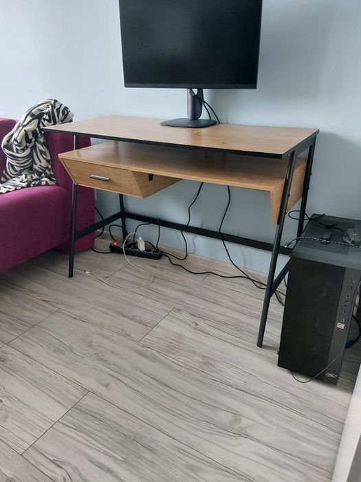 Biurko 110x50cm  loftowe/industrialne z szufladą i półką