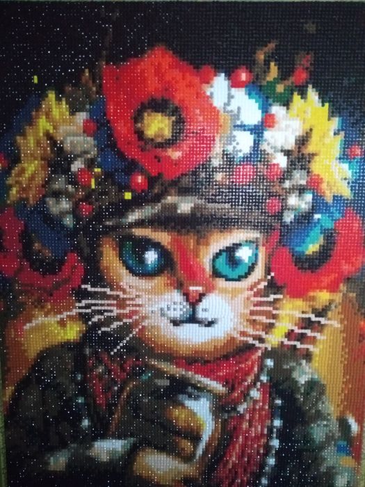 картина кицька захисниця алмазна мозаїка