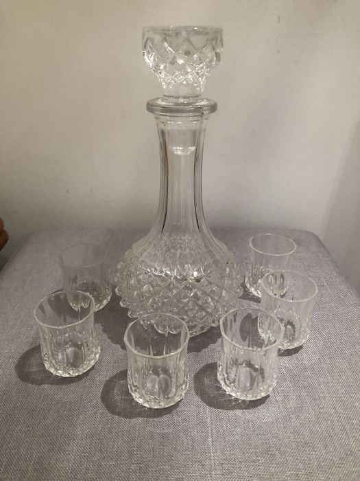 Garrafa e 6 copos cristal d arques
