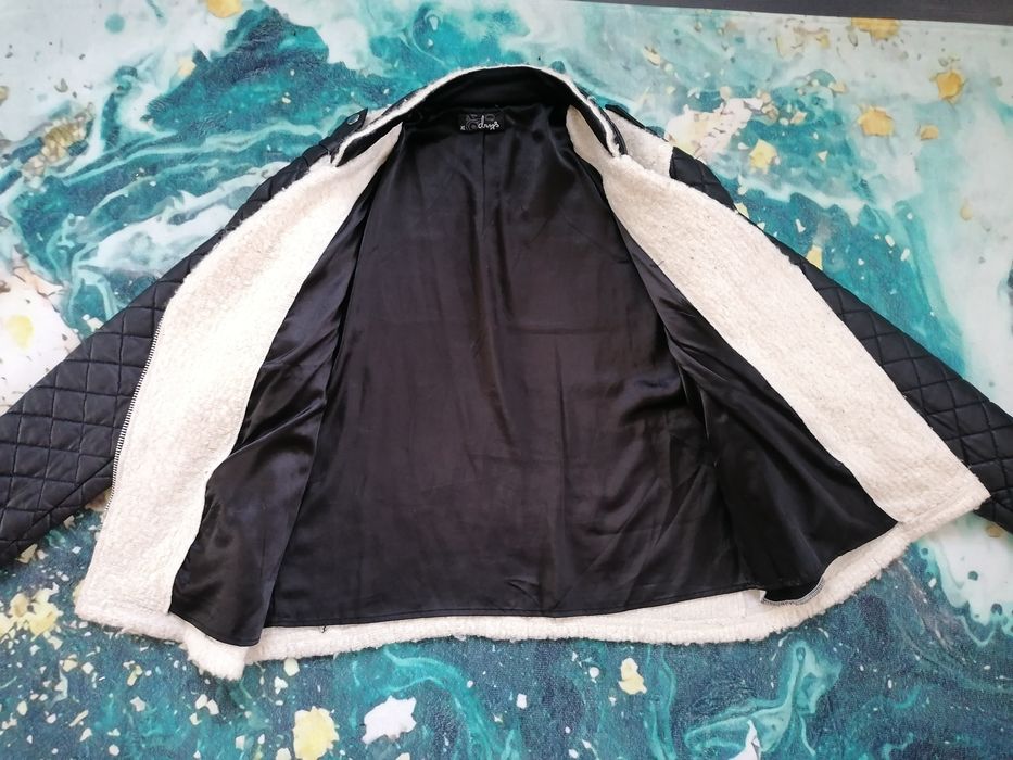 Lekka kurteczka baranek, skórzane rękawy