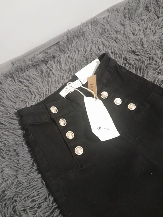 Spodnie flare czarne wysoki stan