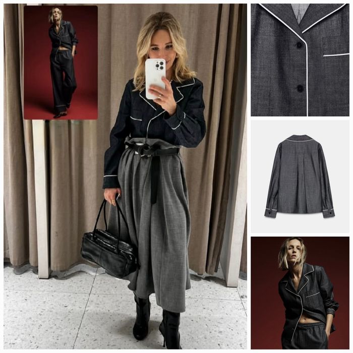 Zara джинсова сорочка в піжамному стилі. Тренд цього сезону. New