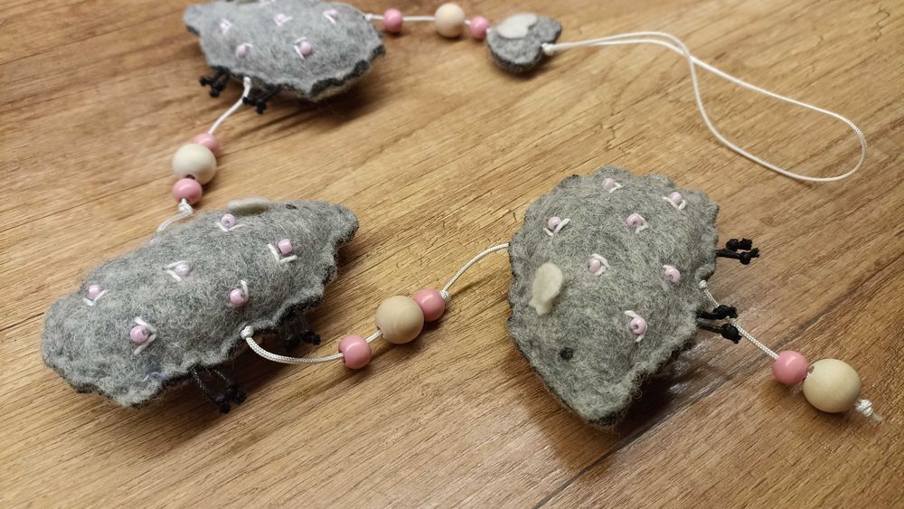 Girlanda, owieczka, baranek, filc, wełna, rękodzieło