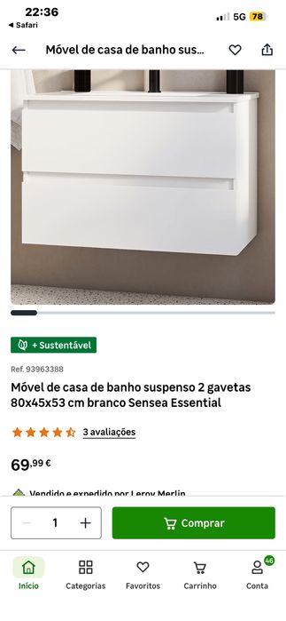 Móvel wc com o respetico lavatório Leroy Merlin