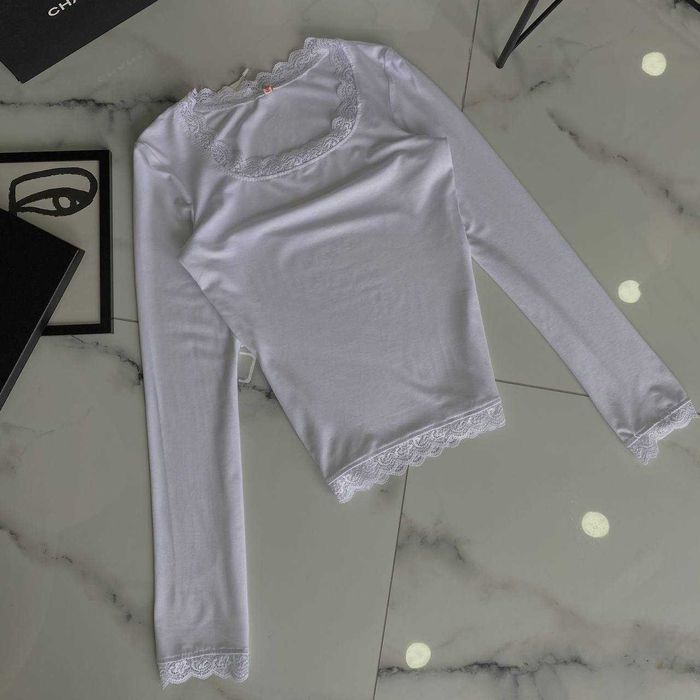 лонгслів з італійським мереживом (натуральна віскоза) лонг лонгслив