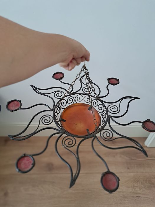 Candeeiro de teto forjado a mão 60cm diâmetro
