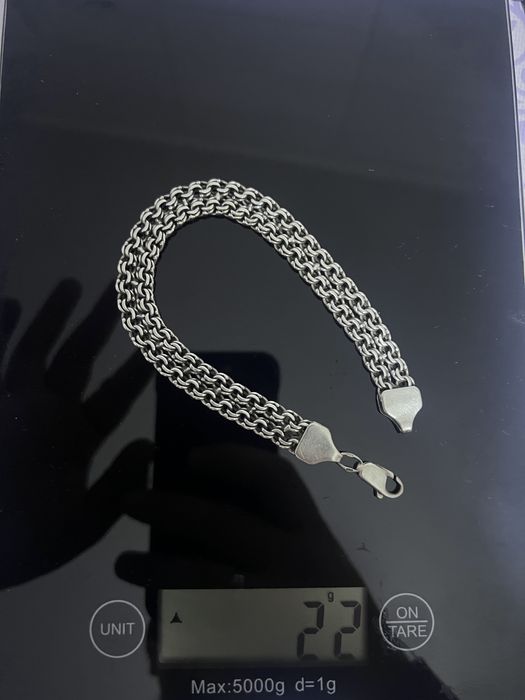 Серебреный  925 браслет двойной бисмарк